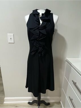 Lauren Ralph Lauren Black Sleeveless Dress Ruffle Timeless Classic Casual
